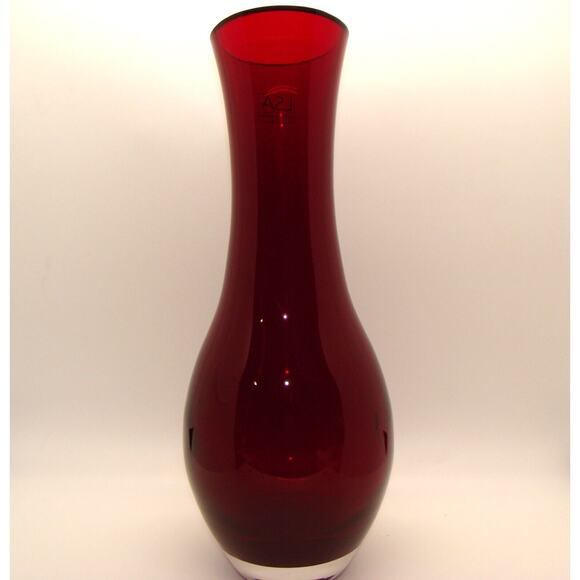 LSA International Art Glass Vase RED 12'' Hand Blown Heavy Gorgeous Poland SEE - Picture 4 of 6